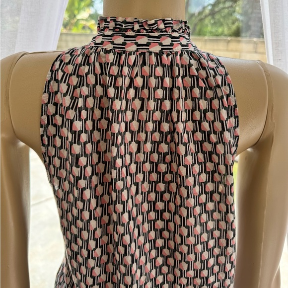 Maeve Women's Prema Sleeveless Button Tank Boho Ethnic Mixed Print Ruffle Size L - Picture 11 of 15